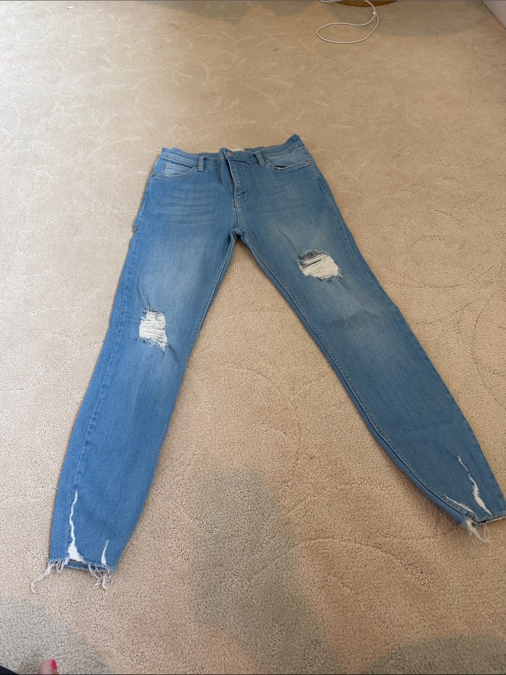 Free People Women's Distressed Light Blue Skinny Jeans